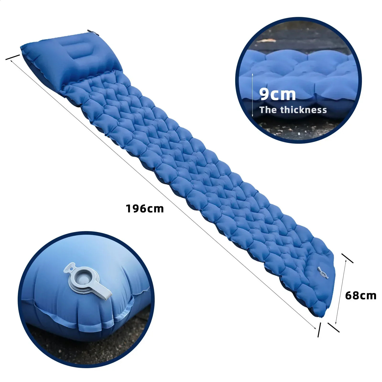 Outdoor Sleeping Pad Camping Inflatable Mattress with Pillows Travel Mat Folding Bed Ultralight Air Cushion Hiking Trekking 240716