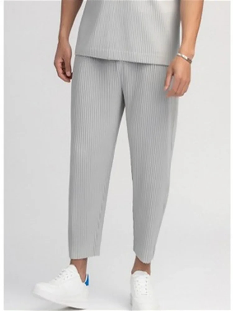 ALSEY Miyake Pleats Fold Harem Pants Mens Loose Series All-match Pants Casual Mens Bloomers Sports Men Clothing Trousers 240723