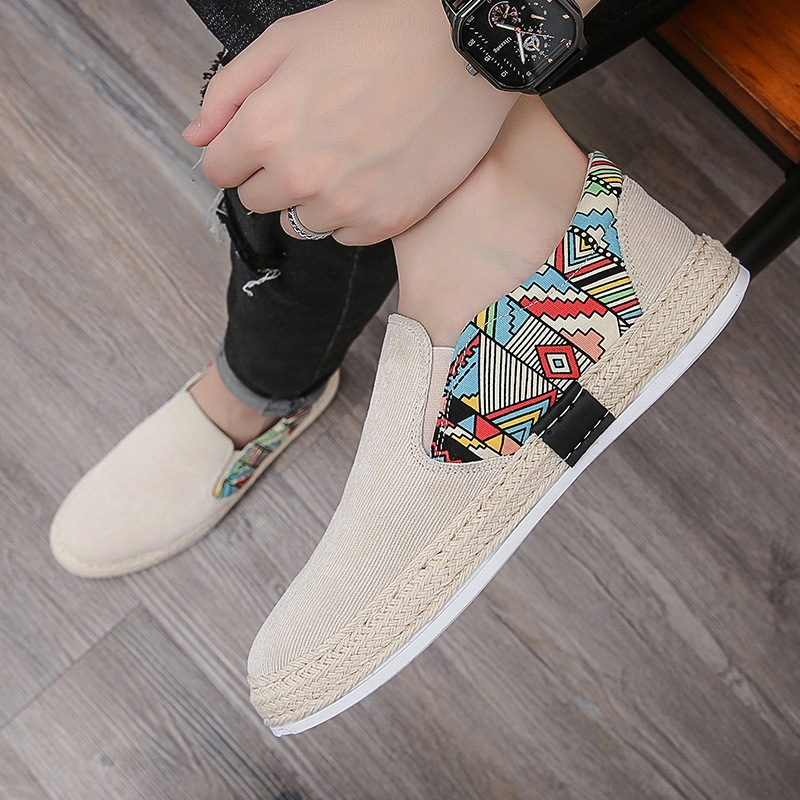 Men S Ddmysports Casual Corduroy Low Cut Fisherman Canvas Board One Foot Lazy Cloth Trendy Men Shoes Outdoor Shoes hoes hoes