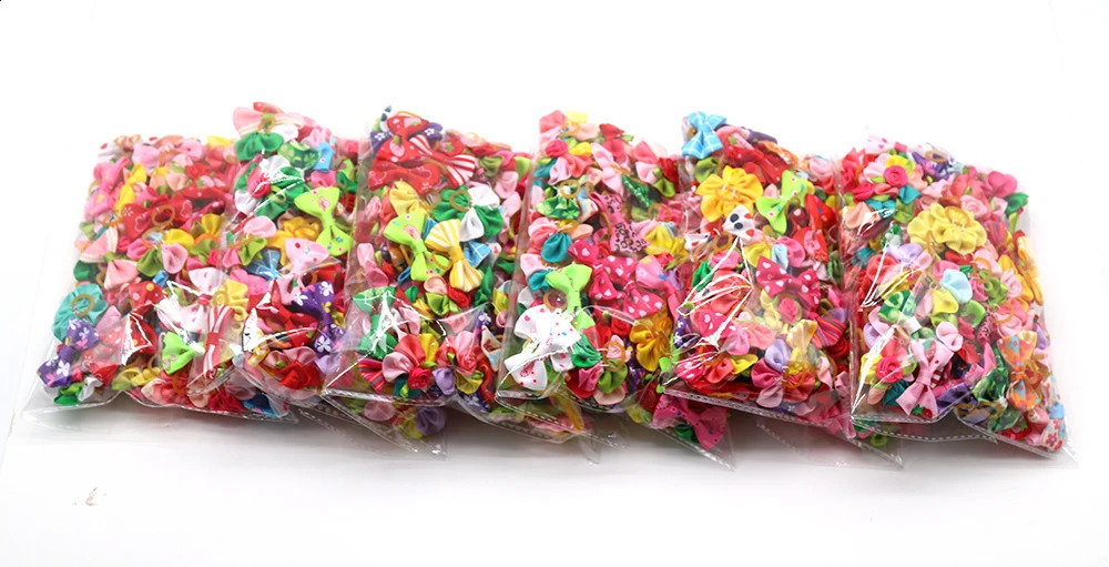 100pcs Dog Grooming Bows Pet Dog Cat Hair Bows Rubber Bands Pet Supplies Hair Accessories products for small dogs 240723