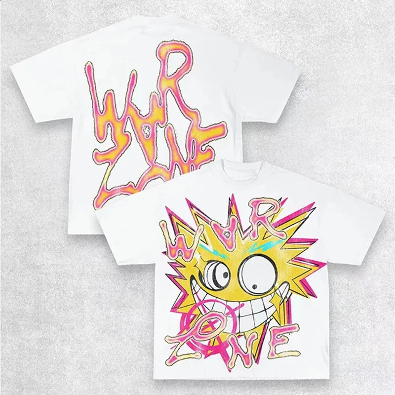 Y2K T Shirt Men Exaggerate Gothic Graphic Print Harajuku Punk Streetwear Cotton Round Neck Oversized Short Sleeve Tops Tees 240724