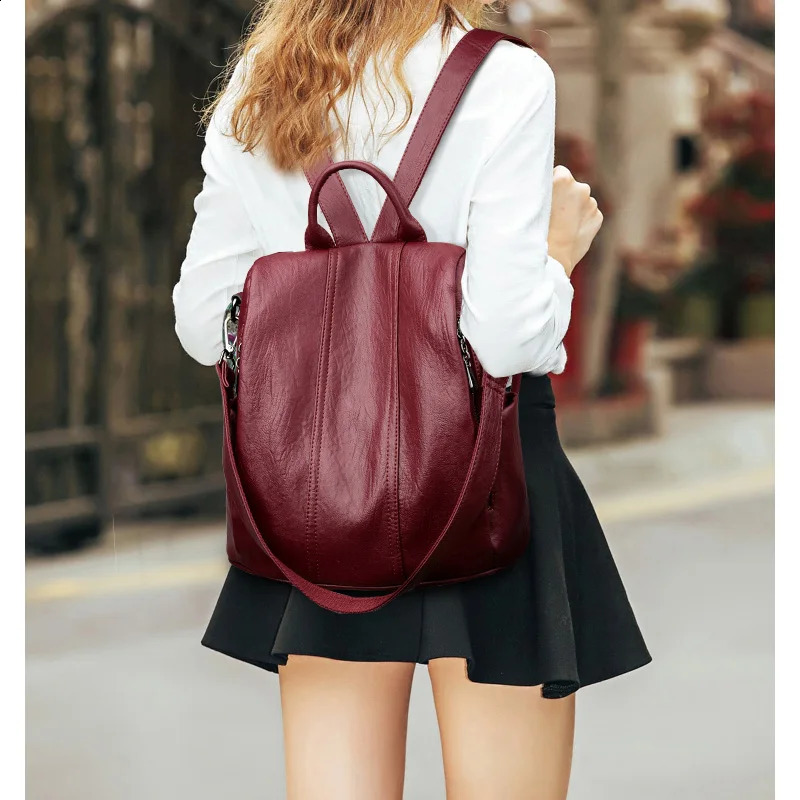 Women Soft Leather Backpacks Vintage Anti-Theft Female Shoulder Bags Sac a Dos Casual Travel Ladies Bagpack Mochilas School Bags 240723