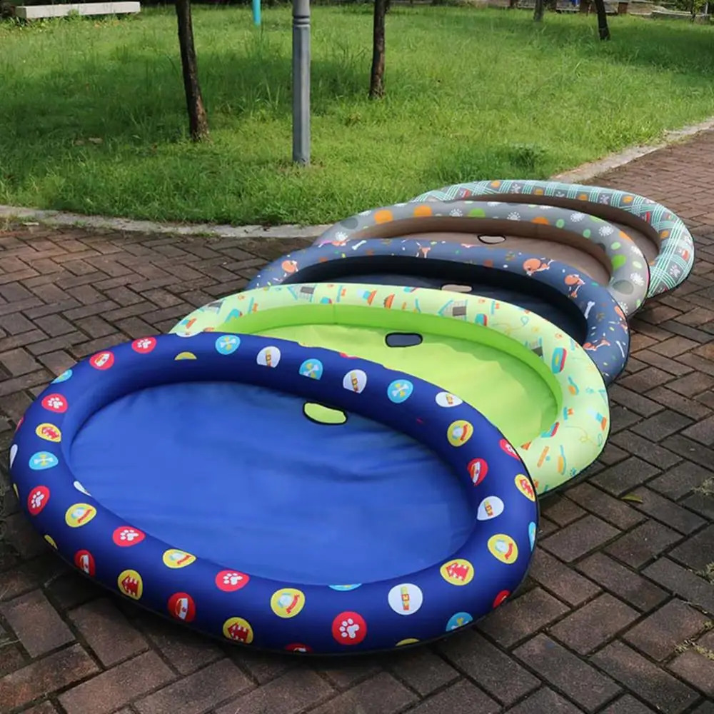Print Inflatable Swimming Pool Pet Dogs Floating Raft Bed Water Play Cushion Pet Inflatable Hammock Summer Beach Toy For Dog 240723