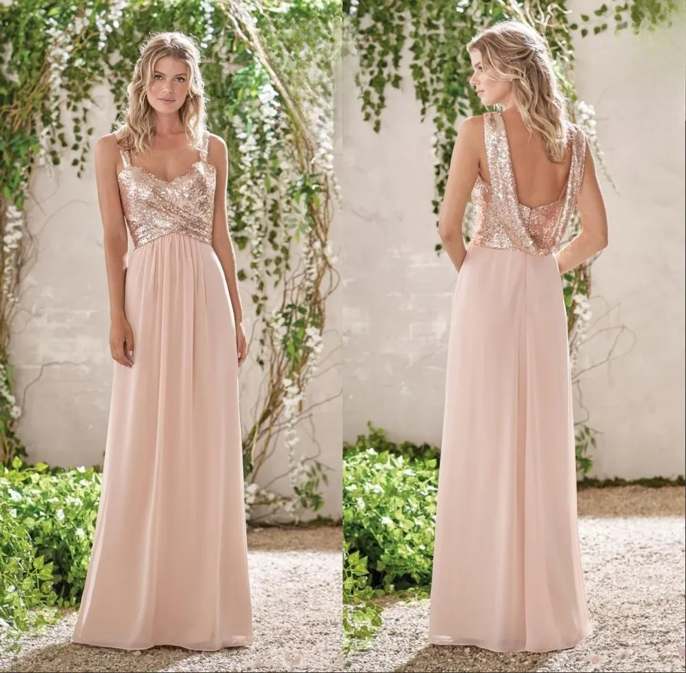 Bridesmaid Dresses Long Country Custom Made A-e Chiffon or Length Jewel Zip Maid Of the Honor Gown For Wedding Guest