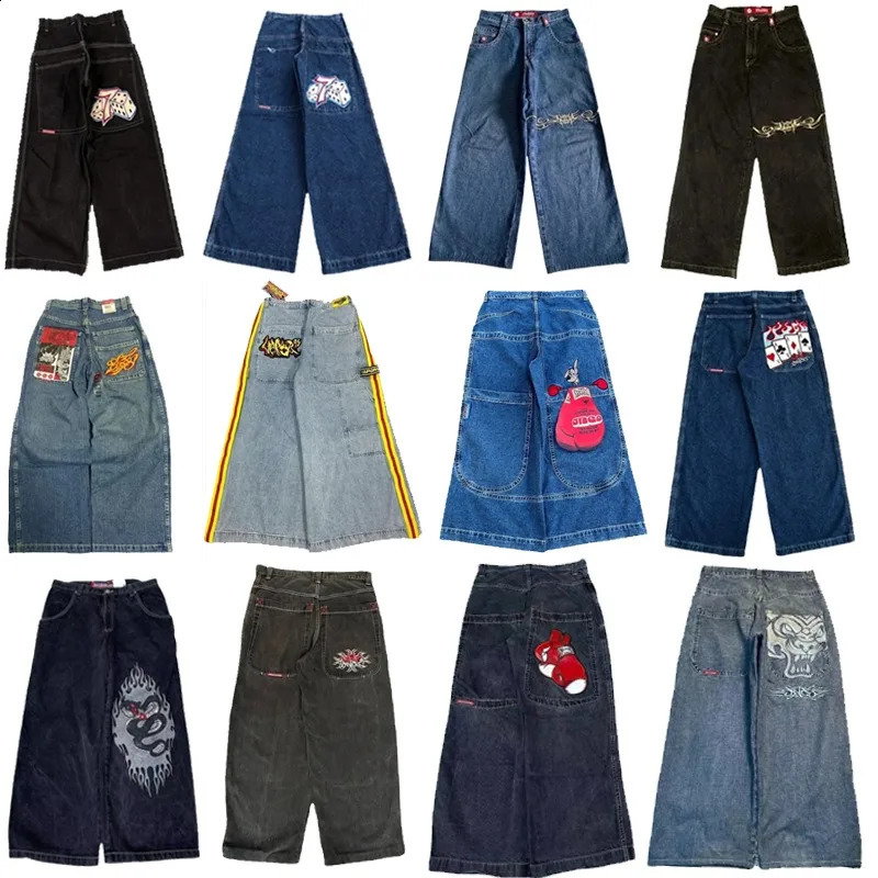 Y2K Men clothing JNCO baggy jeans Hip Hop Harajuku high quality Embroidered jeans streetwear men women aesthetic wide leg jeans 240717