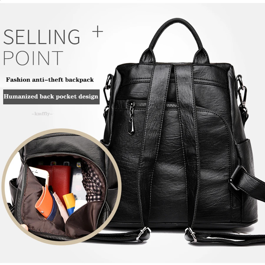 Women Soft Leather Backpacks Vintage Anti-Theft Female Shoulder Bags Sac a Dos Casual Travel Ladies Bagpack Mochilas School Bags 240723