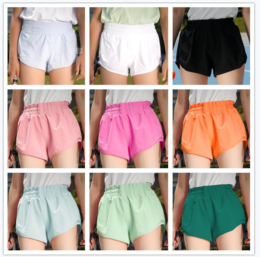 Kids Yoga Shorts Outfits Pants High Waist Sportswear Lined Fitness Wear Short Pants Girls Running Elastic