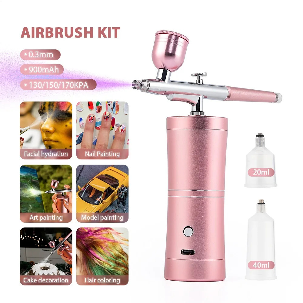 0.3mm Nozzle Single Action Airbrush with Compressor Kit Air-Brush Paint Spray Gun for Cake Make-up Nail Tools Set 240716