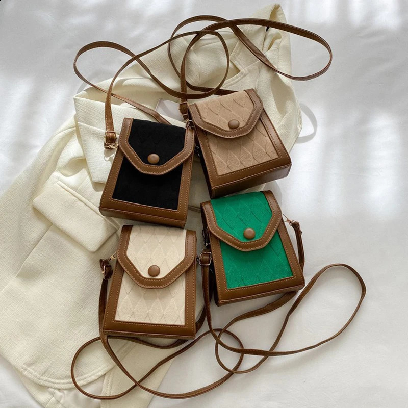 Lingge Small Bag Womens Fashion One Shoulder Crossbody Bag Texture Phone Bag 240725