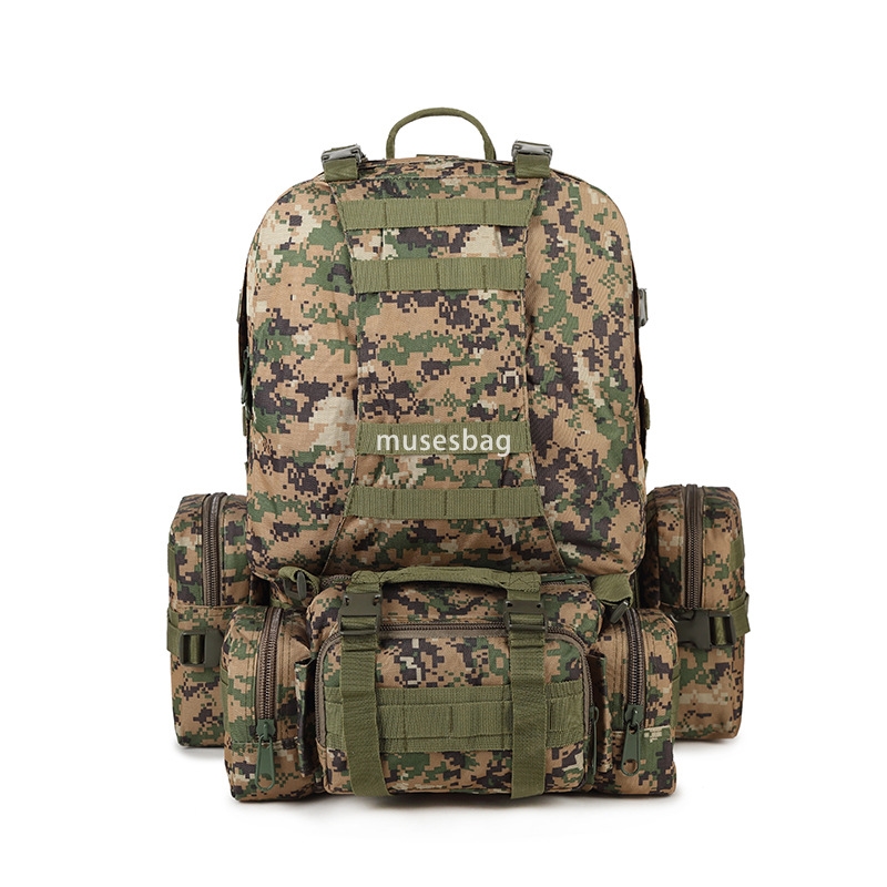 Upgraded pressed film pad with color button combination bag large capacity outdoor camo camping hiking bag