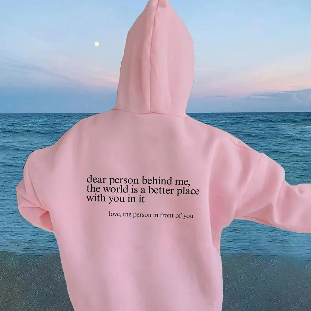 Deer Person Behind Me Slogan Plus Size Hoodies A Positive Phrase For Mental Health Womens Unisex Sweatshirts Warm Soft Pullover 240806