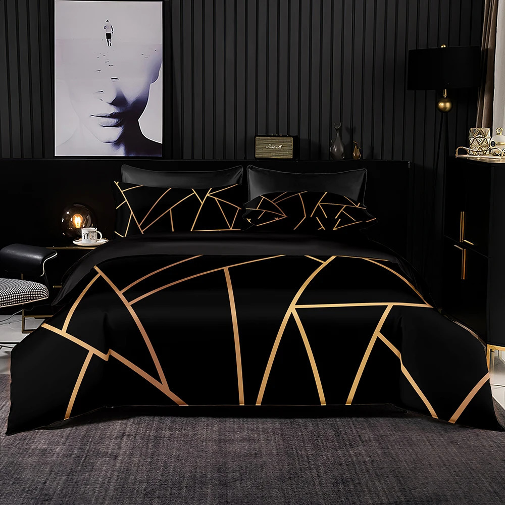 Minimalist Style Bedding Set Duvet Cover 240x220 With Pillowcase Black 200x200 Quilt Twin Queen King Size Bed Sheet 240724