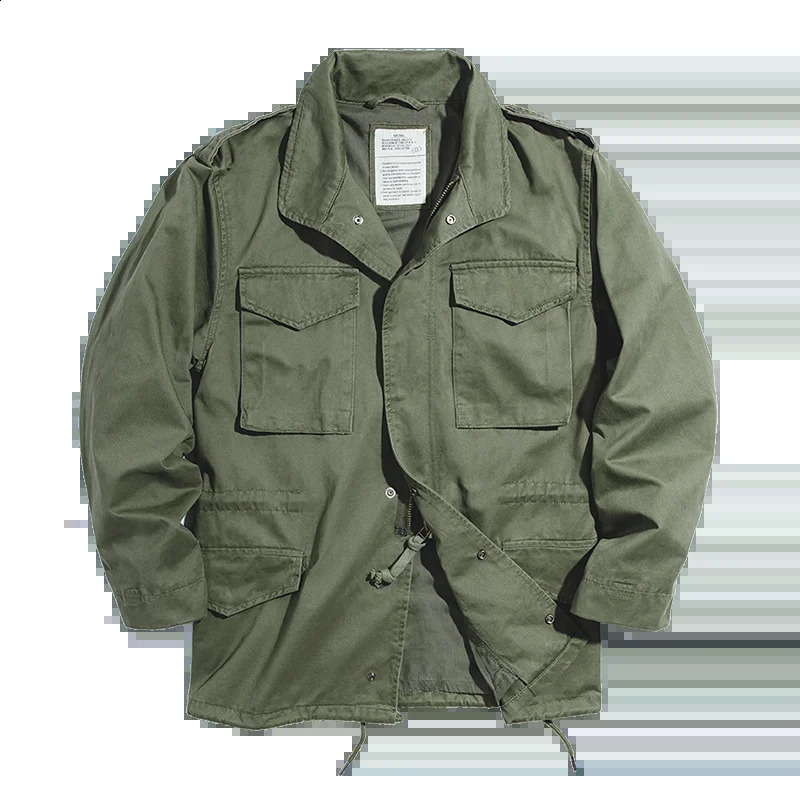 Maden M65 mens jacket green oversized denim vintage casual windproof solid loose 240816