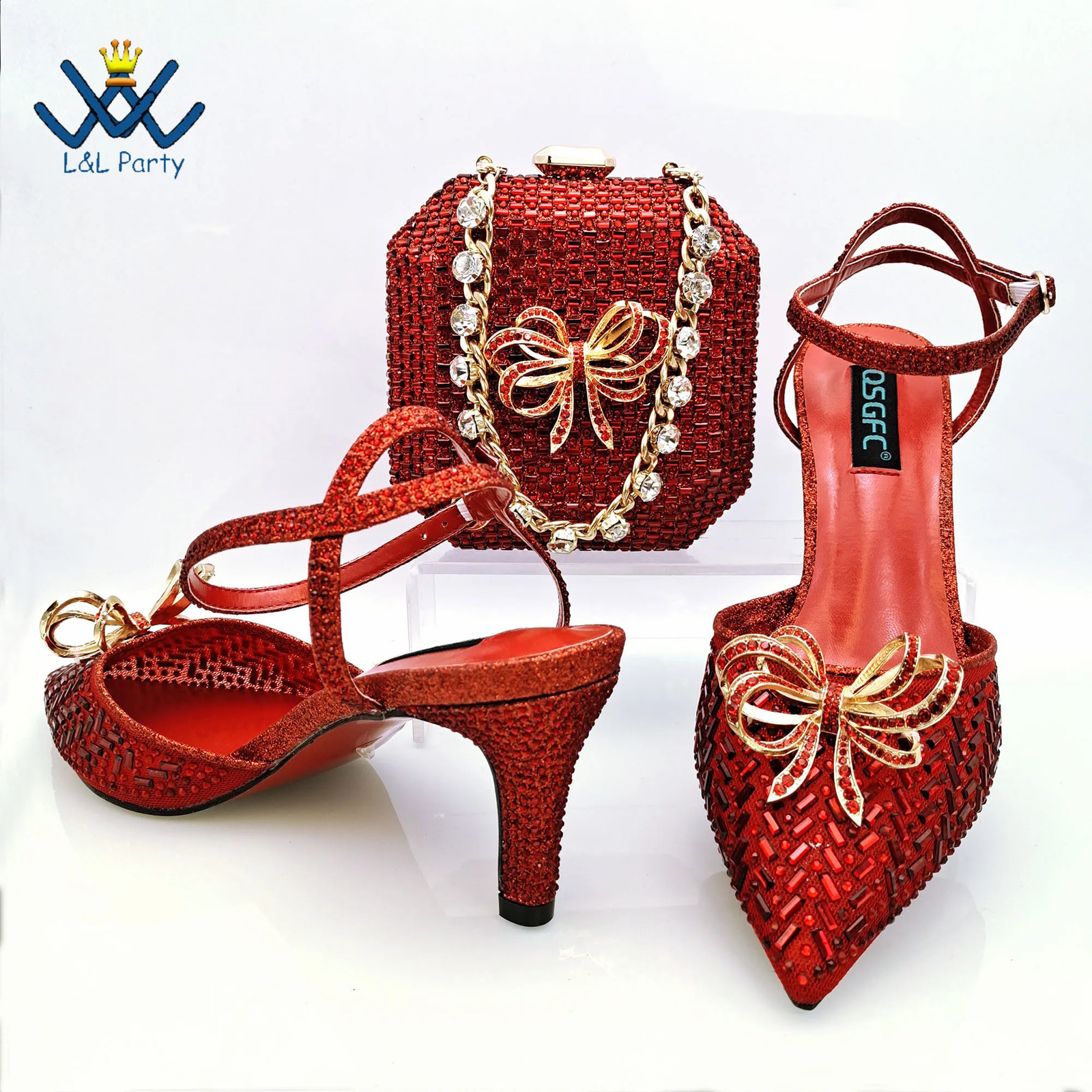 Arrivals Nigerian Women Shoes and Bag Set in Dark Purple Color Matur Style Pumps for Wedding Party 240724