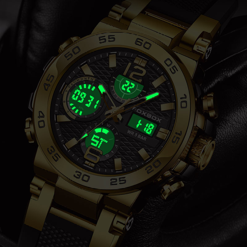 LIGE Business Watch Men Fashion Diver Watch Men Top Brand Luxury Sport Waterproof Military Chronograph Quartz electronic dual display watch Teen clock - view 8