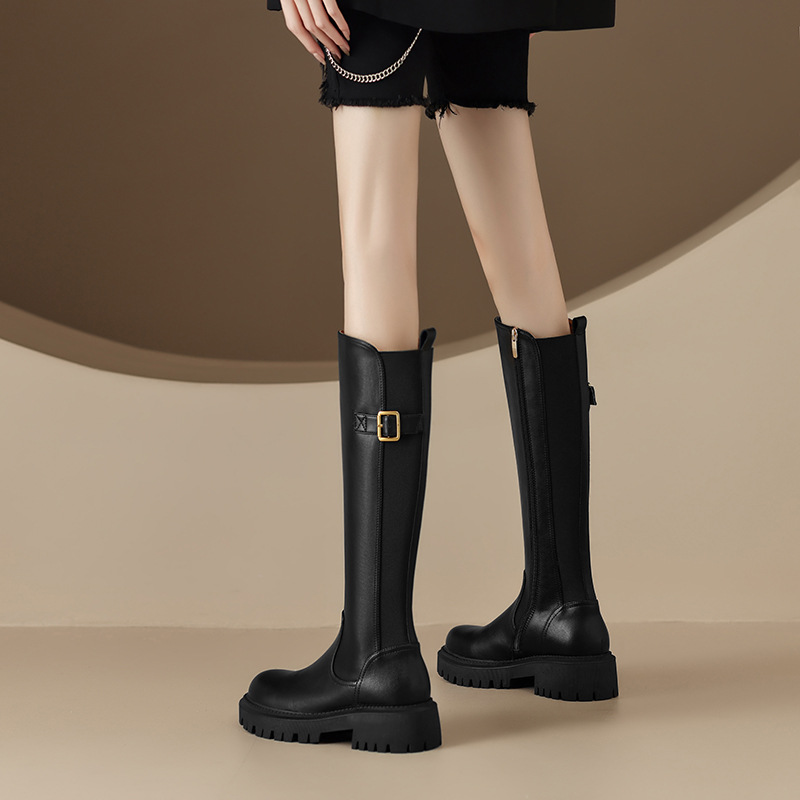 Women Boots Knee Boots Round Toe Thick Sole Simple Style Fashion Shoes Free shipping