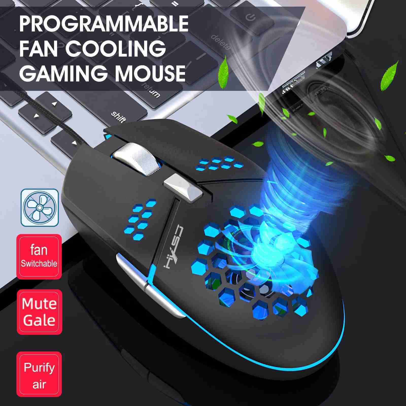 HXSJ J400 New Fan Mouse Macro Programming Wired Hole Game Mouse 8000dpi Adjustable Hand Sweat-proof DesignM240725