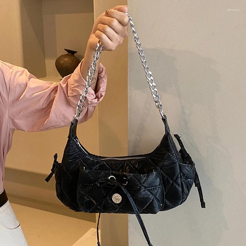 2025 NEW Drawstring Cute Bow Tie Design Underarm Bags For Women Y2K Korean Fashion Handbags And Purses Pu Leather Shoulder Bag zhanyishengli
