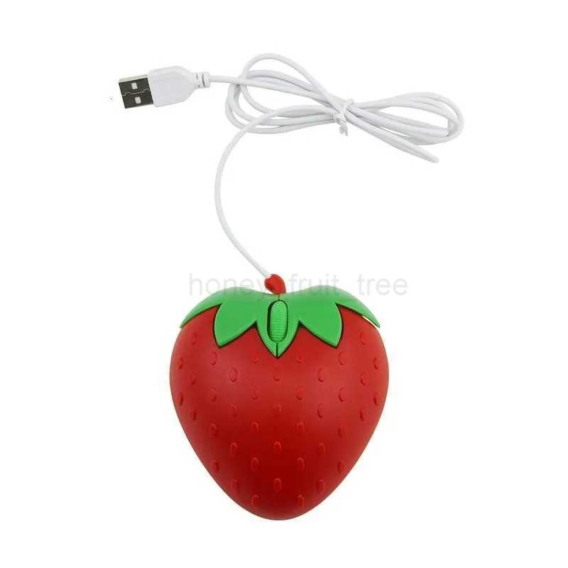 3D Mini Cute Cartoon Strawberry Wired Mouse USB Optical Mice For Laptop PC Gamer Girl Strawberry Mouse Computer Mouse GamingM240725