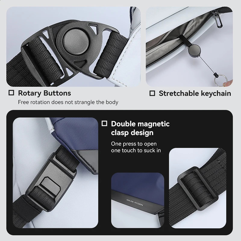 MARK RYDEN Sling Bag Men Messenger Fits 11 inch ipad Crossbody Shoulder Ykk Zipper 240723