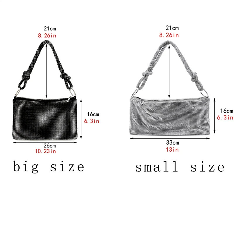 Handle Shining Crystal Rhinestones Evening clutch Bag Purses and handbag silver Shoulder Bag Purse bag 240725