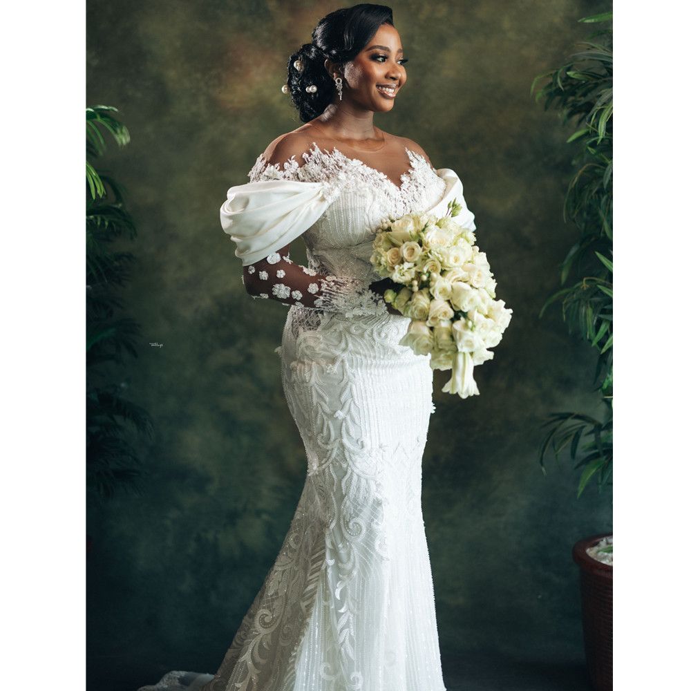 Vintage High Neck Lace Modest Wedding Dress With Long Illusion Boho Ral Bridal Gowns Full Sleeves Bohemian Vestido De Novia Custom Made 6660312