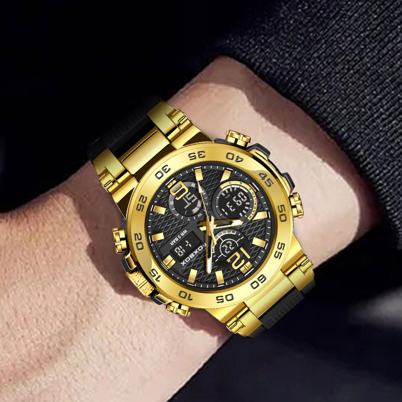 LIGE Business Watch Men Fashion Diver Watch Men Top Brand Luxury Sport Waterproof Military Chronograph Quartz electronic dual display watch Teen clock - view 7