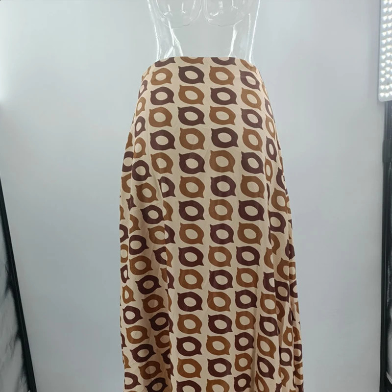 Womens Long Satin Skirt Midi Elegant High Waist Polka Dot Autumn Office A-line Vintage Silk Printed Skirt Female Skirt 240724
