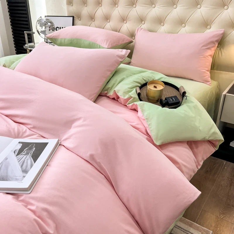 1pc Quilt Cover housse de couette 220x240 Pink Green Color Duvet Cover Double Size funda nordica cama 150 Queen/King Bed Cover 240725