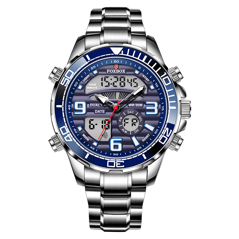 2024 Top Brand Luxury Digital Mens Watches Top Luxury Sport Quartz Wristwatch For Men Military Waterproof Clock+Box Quartz electronic dual display wat