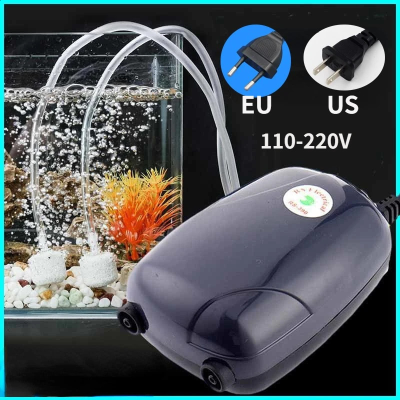 Aquarium Air Pump Fish Tank Mini Compressor Single Double Outlet with Check Tube Aquatic Accessories 220V 3W 5W 240724