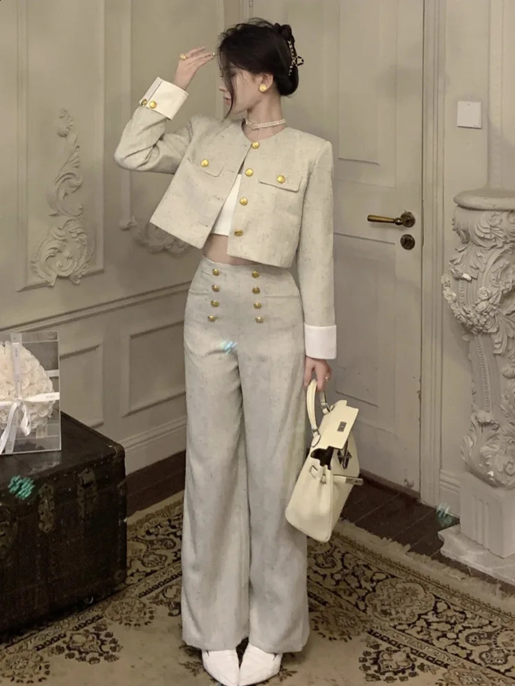 High End Small Fragrance Two Piece Set Women Jacket Coat Pant Sets Fashion Casual 2 Piece Sets Women Outfit Conjunto Femininos 240725