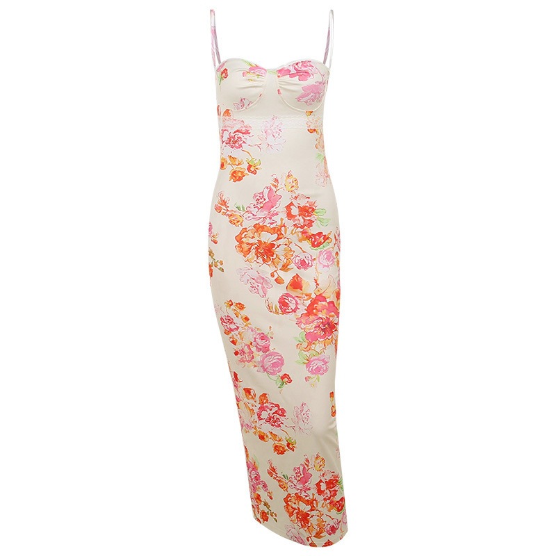 Designer dresses Long Halter Vest Dress Women's Vintage Summer Floral Boho Dress Tight Prom Long Tight