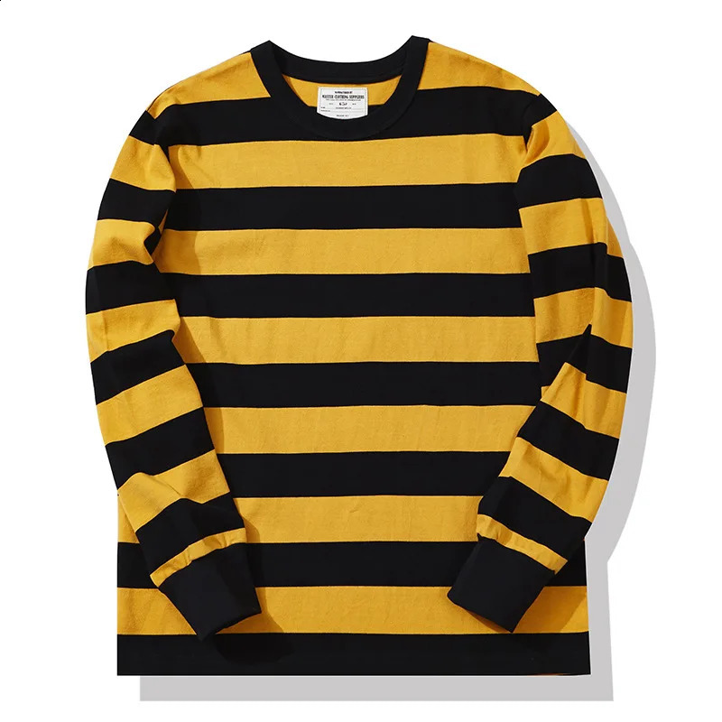 Simplicity Stripe Print T Shirt For Men Fashion Comfortable Cotton Long Sleeve T-shirt Leisure O-neck Pullover Autumn Loose Tops 240820