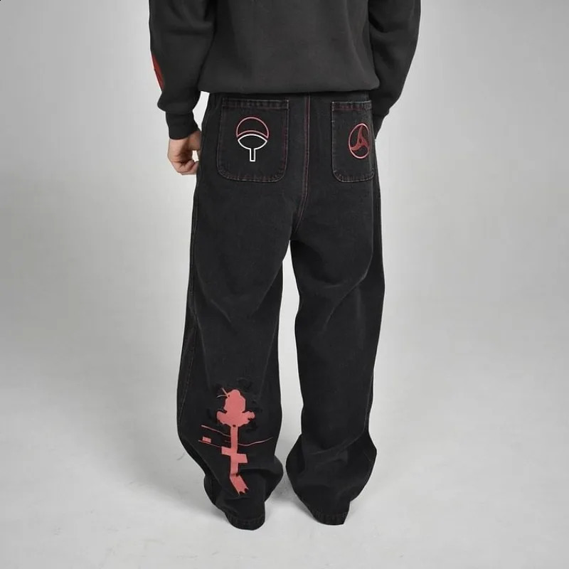 Harajuku Y2K Baggy jeans vintage Anime patterns low rise jeans goth Hip Hop Streetwear men women Casual aesthetic wide leg jeans 240724