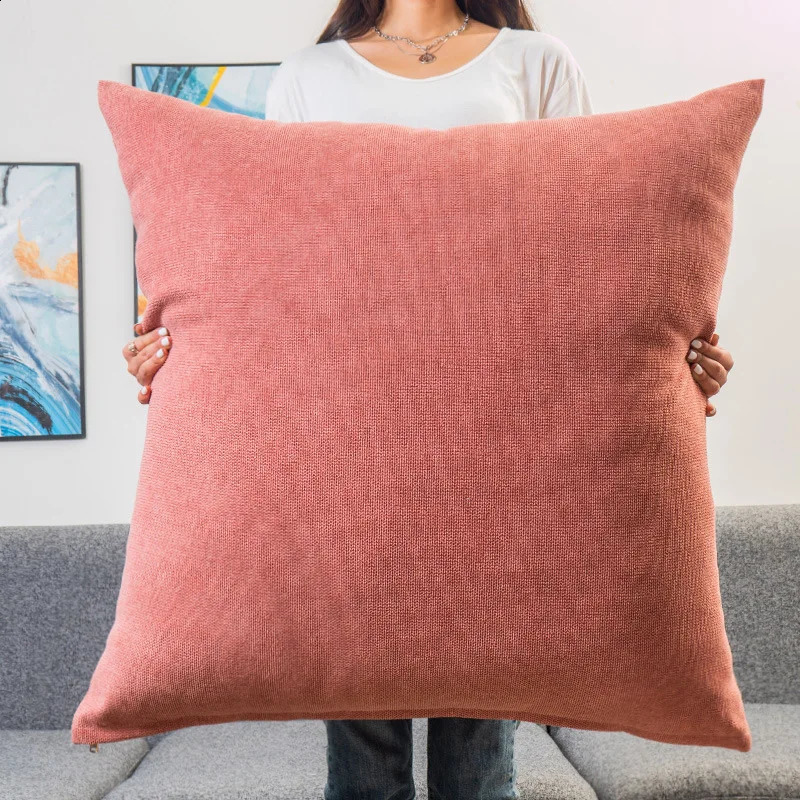 Large Square Pillowcase Coffee Sofa Back Huge Cushion Cover Washable Living Room Bedroom Pillow Cases Solid Color 607080CM 240725