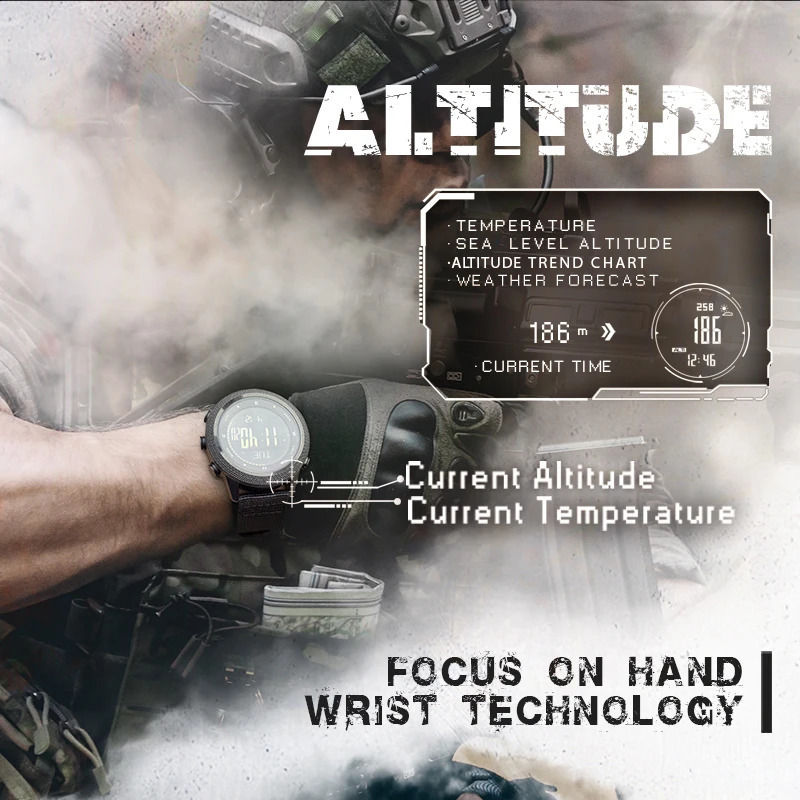 NORTH EDGE Smart Watch For Men Altimeter Barometer Thermometer Compass Military Digital Clock Outdoor Smartwatch Waterproof 50m 240716
