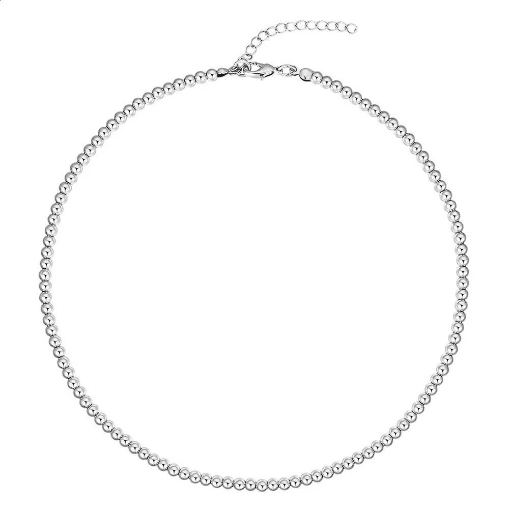 MisenBaBa Gold Color Stainless Steel Handmade Threaded Bead Necklaces For Women Men DIY Beads Choker Necklace Trendy Jewelry 240715