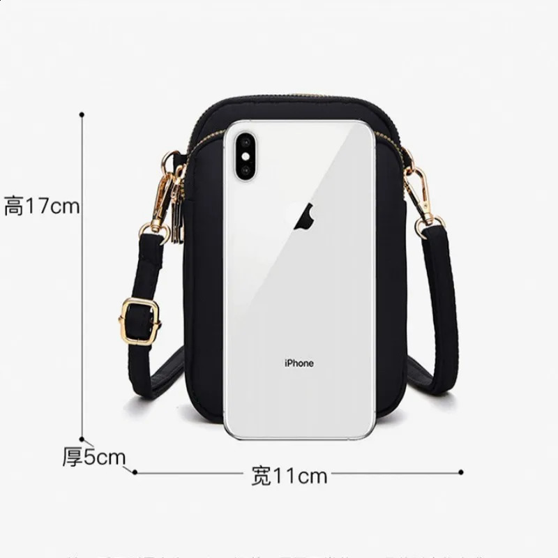 Women Mini Bag Crossbody Zipper Shoulder Bags Mobile Phone Purse Vertical Multifunctional Wallet Black Walking Crossbody Bags 240725