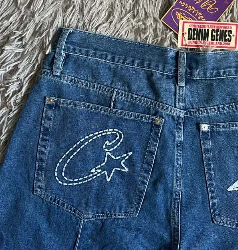Cortes commodity shorts mens 2000s celebrity pattern personalized denim rock hiphop retro street casual pants clothing 240718