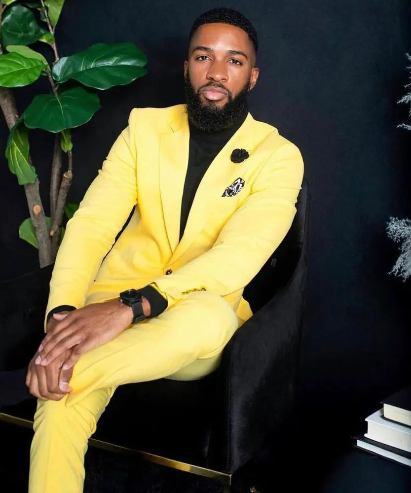 Mens Yellow Suits Slim Fit Single Breasted Wedding Formal Party Wear 2 Pieces Trajes De Boda Para Hombre Completos 240807