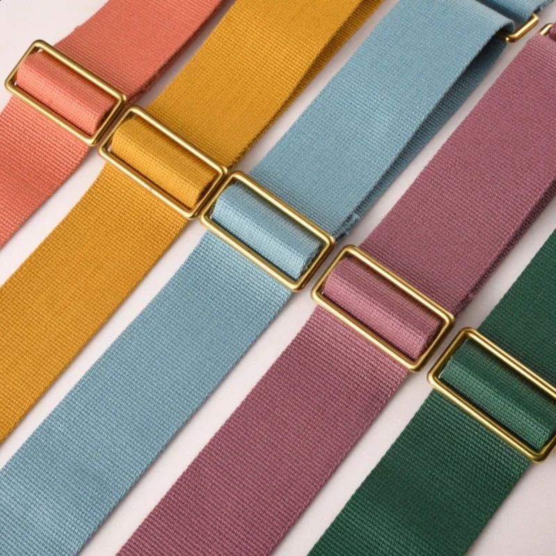 DHXJ Solid Color 5cm Wide Canvas Fabric Strap Messenger Shoulder Belt In Cowskin Leather Bag Parts Adjustable 240725