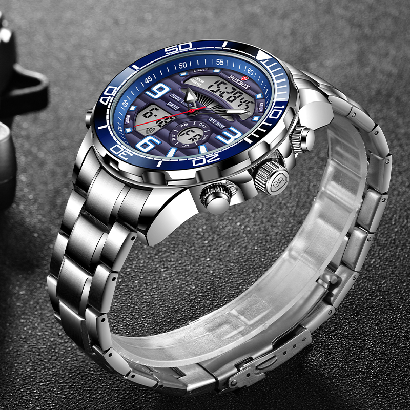 2024 Top Brand Luxury Digital Mens Watches Top Luxury Sport Quartz Wristwatch For Men Military Waterproof Clock+Box Quartz electronic dual display wat