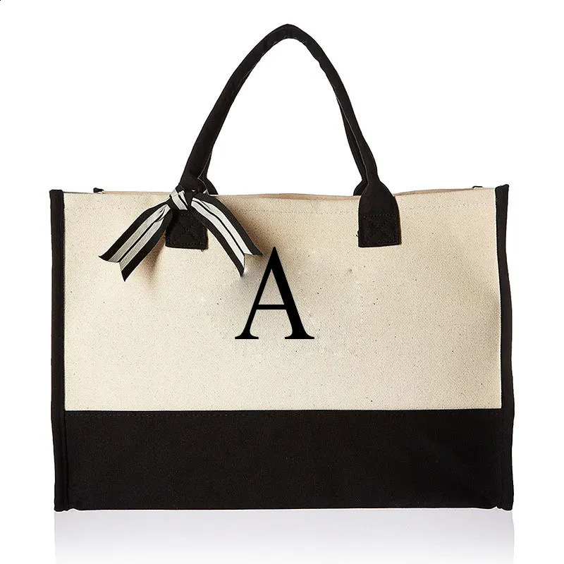 Tote Bag Fashion Canvas tote Letters Flower Portable Beach Shoulder Shopping Casual Beach Bag Large Capacity Handbag Wholesale 240822