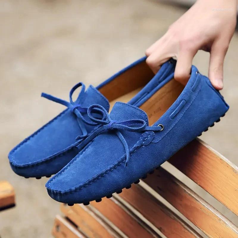 Casual Shoes Luxury Men Loafers Soft Moccasins Summer High Quality Mens Genuine Leather Suede Driving Flats Big Size 38-49