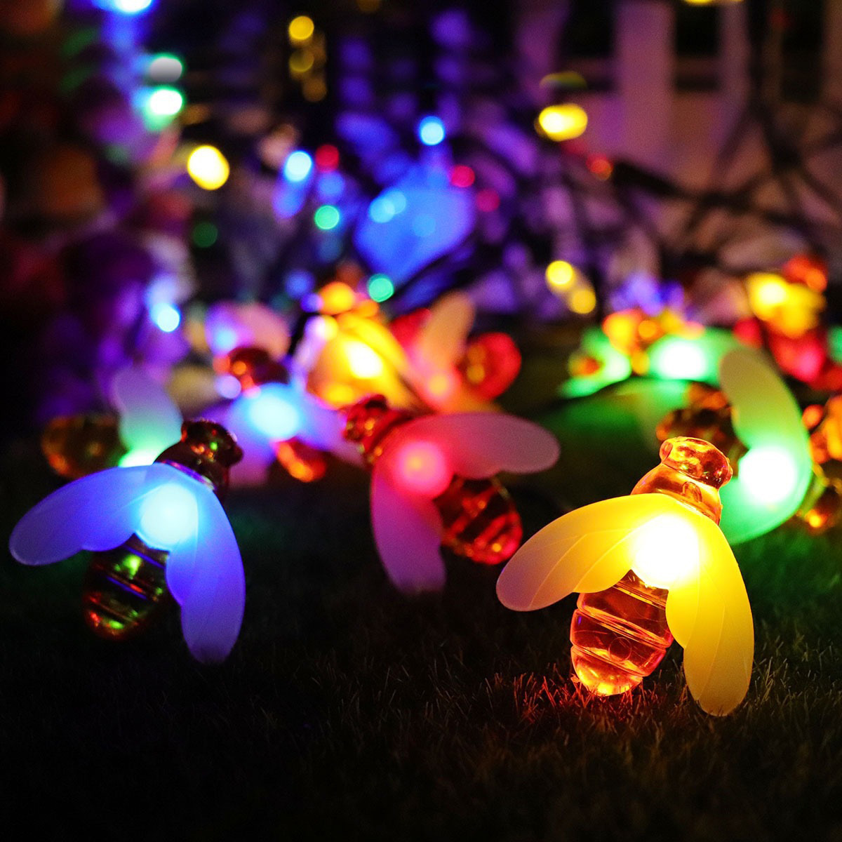 led solar bee light string patio outdoor waterproof decoration ambient light flashing lights string lights