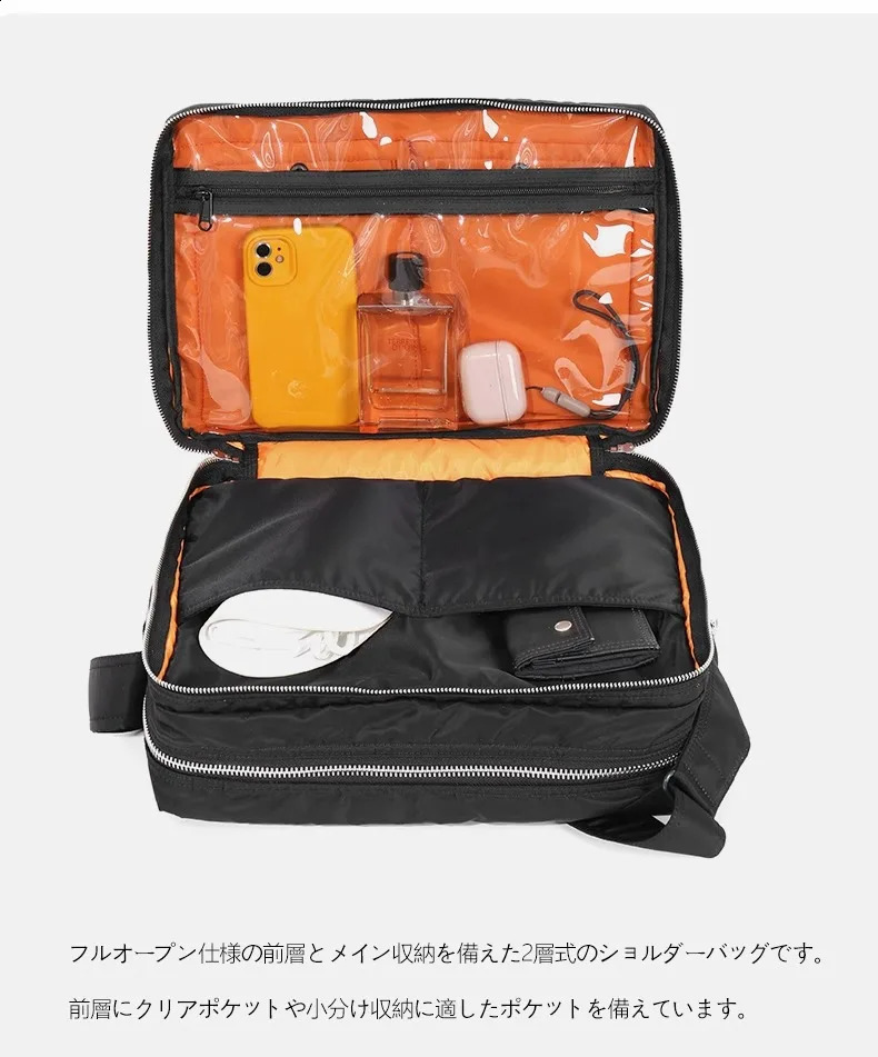 2024SS Japanese Style Classic Men Crossbody Bag Oversized Fanny Pack Waterproof Nylon Cloth Men Single Shoulder Bag Sling Bags 240808