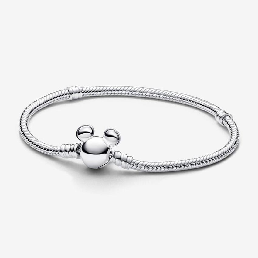 Mouse Clasp Moments Snake Chain Bracelet 925 Sterling Silver Charm Bracelet For Women designer Jewelry Luxury bracelet Girlfriend Gift with Original Box Set