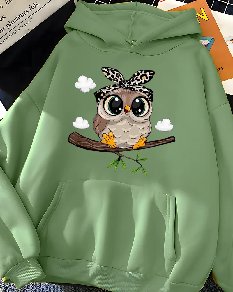 Hirsionsan Kawaii Cartoon Print Hoodies Women Oversized Sportwear Female Sweatshirt Cute Graphic Fleece Ladies Clothes 240806
