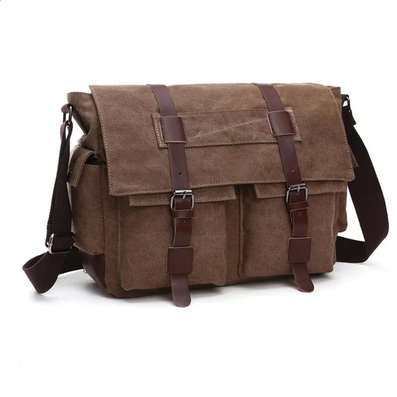 Men Business Messenger Bags For Shoulder Bag vintage Canvas Crossbody Pack Retro Casual Office Travel 240723